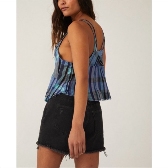 NWT Free People Plaid Halter Navy Combo XS - Picture 4 of 5